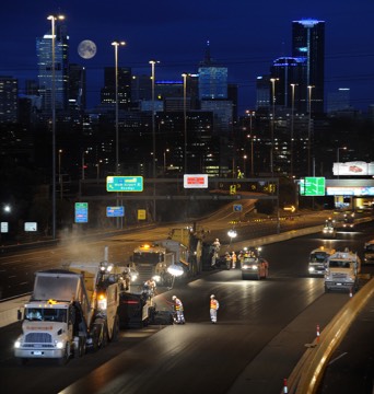 Night time road work