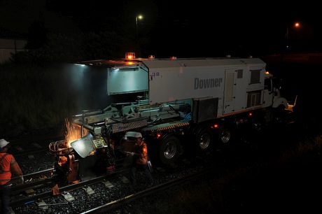 Rail track welding units before lighting