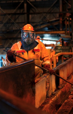 Industrial smelter worker