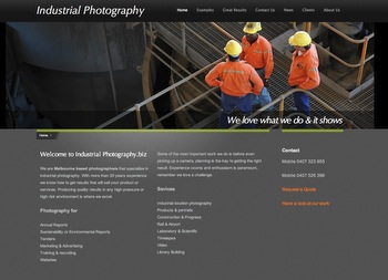 Industrial photography web page